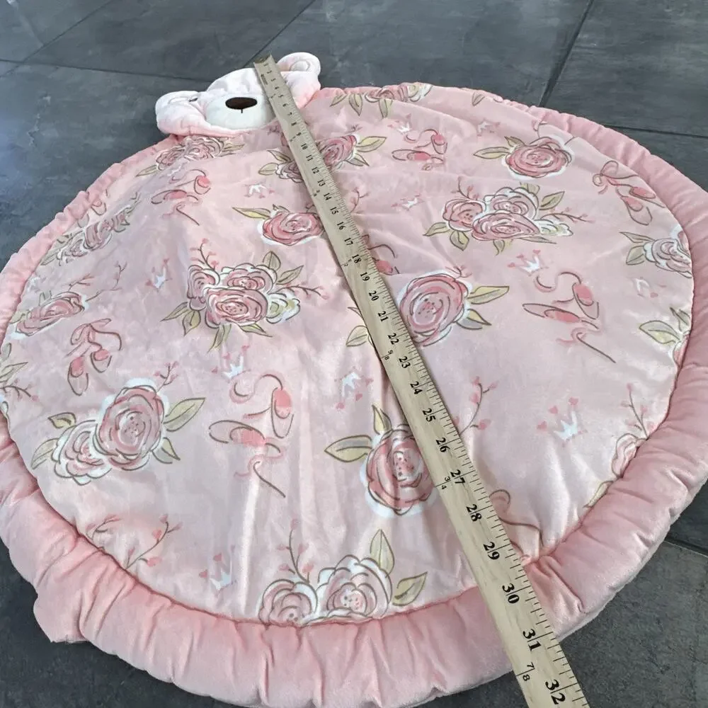 BEEWEED‎ Floral Crib Blanket Comforter, Skirt, Diaper Holder, Bear Rug Pink Rose